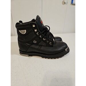 Milwaukee Motorcycle Clothing Co Womens Black Leather Boots Size 8 #MB223 *PICS*